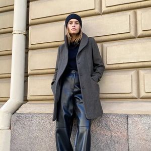 Aritzia Wilfred Grey Cocoon Coat XS